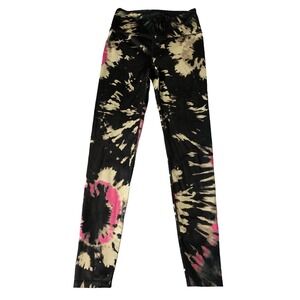 Noli Yoga Tie Dye Leggings Black Gray Pink Size Small
